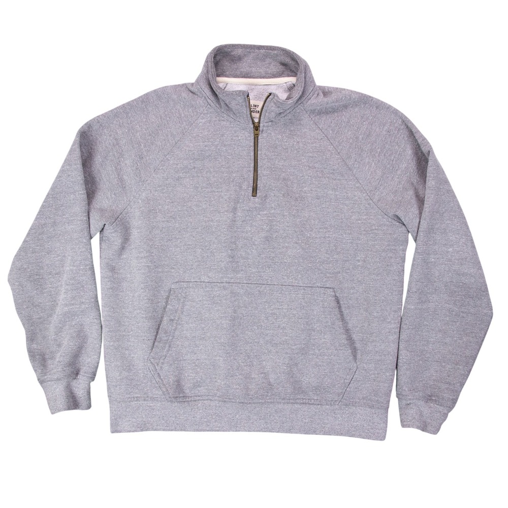 Flint and Tinder Mens M Gray‎ 10 Year 1/4 Zip Pullover Sweatshirt Made in USA
